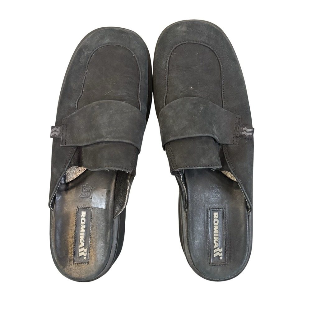 Romika Women Dark Gray‎ Suede Slip On Mule Shoe Size EUR 41 US 10/10.5 Pre Owned